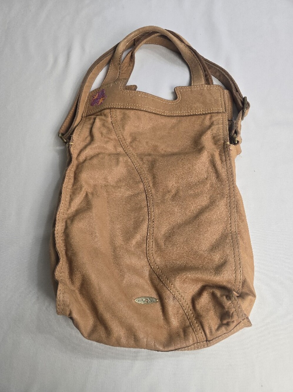 Lucky Brand Crossbody Messenger Purse Bag Abbey Road Brown Leather Fold Over Y2k - Picture 2 of 11